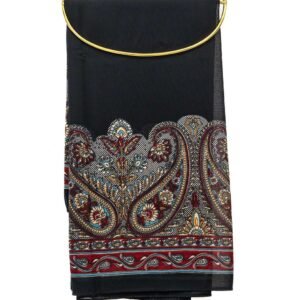 Black Mandala Design Scarf Size: 110cm x 110cm