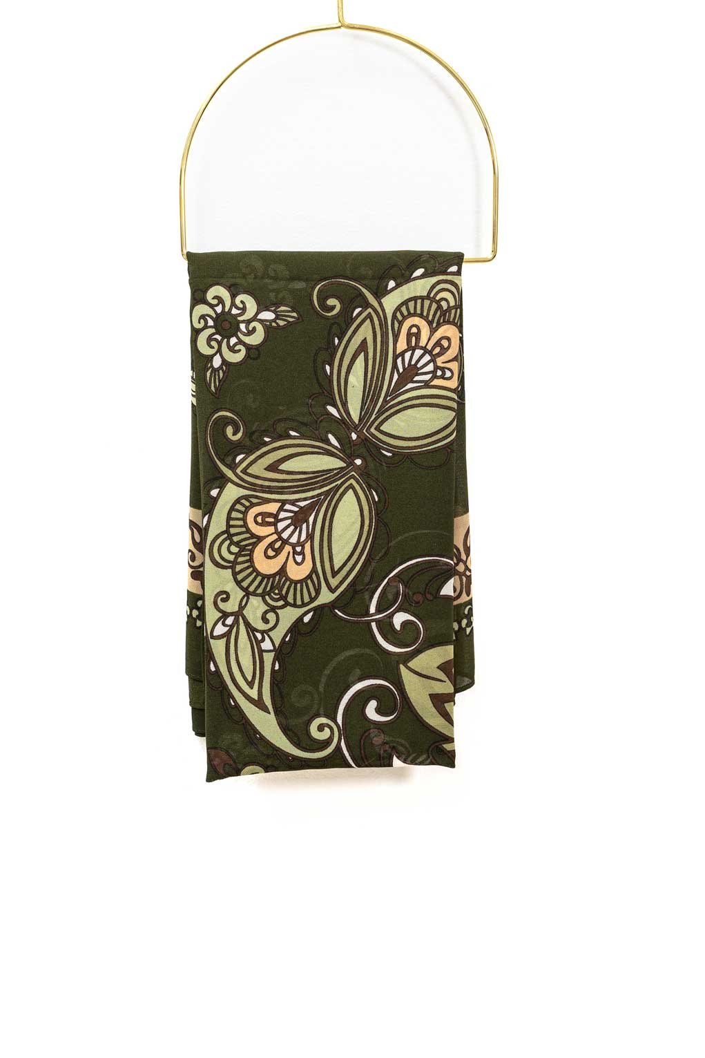Border Green Scarf Size: 110cm x 110cm