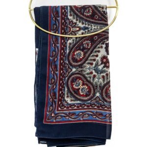 Navy Blue Mandala Design Scarf Size: 110cm x 110cm