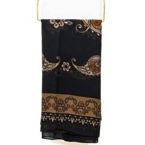 Border Black Scarf Size: 110cm x 110cm